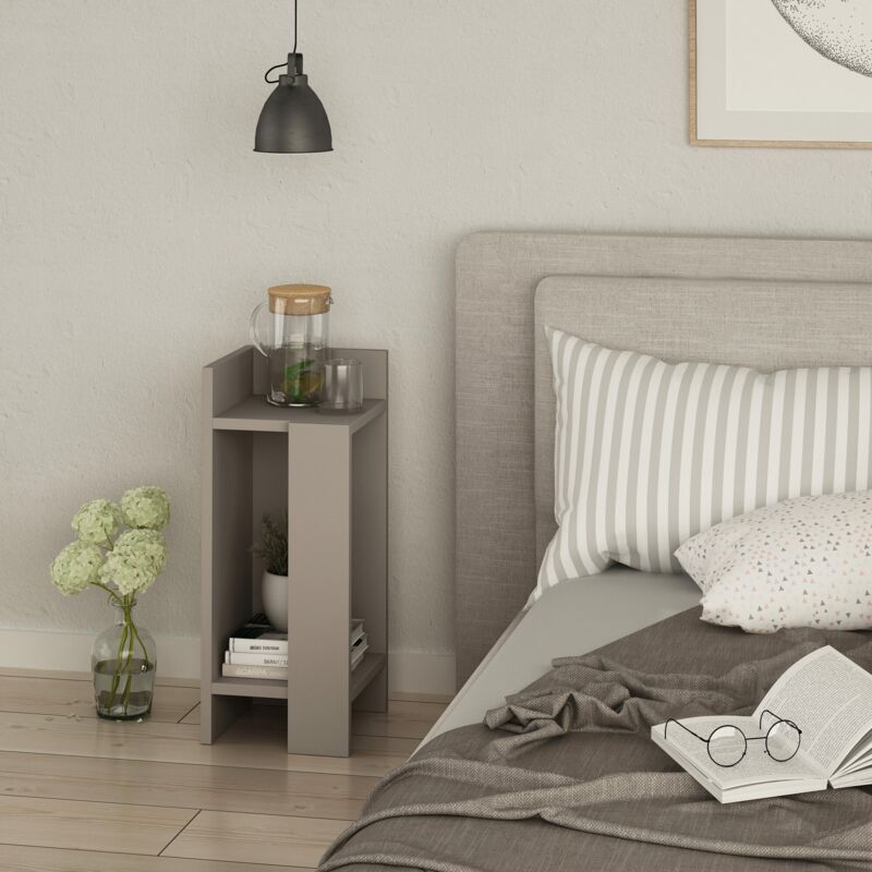 Cotecosy - Table de Nuit Gauche en Mocha Clair, 25x60 cm, Pour Chambre à Coucher ou Chambre d'Hôte Cotecosy - Table de Nuit Gauche en Mocha Clair, 25x60 cm, Pour Chambre à Coucher ou Chambre d'Hôte
