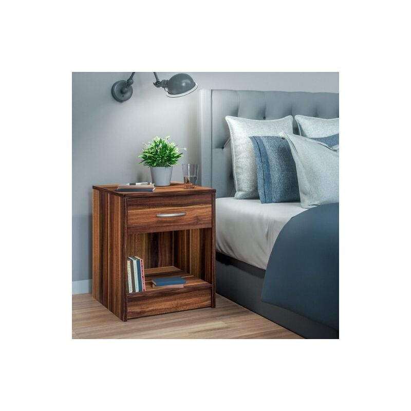 Table de chevet (de nuit) 1 Tiroir et 1 espace large Bois foncé 40 x 50 x 35 cm