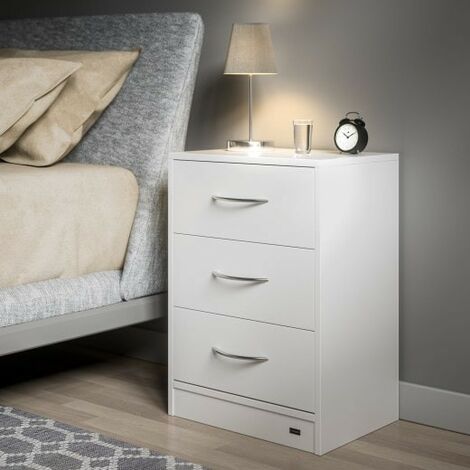 Table de chevet (de nuit) Avec LED couleur blanche 54 x 39 x 28cm 3 grands tiroirs