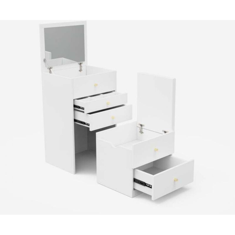 Coiffeuse table de maquillage avec miroir et commode compact Deva