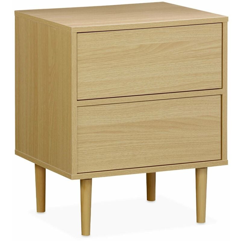 Table de chevet décor bois naturel - Mika - 2 tiroirs - l 48 x l 40 x h 59cm