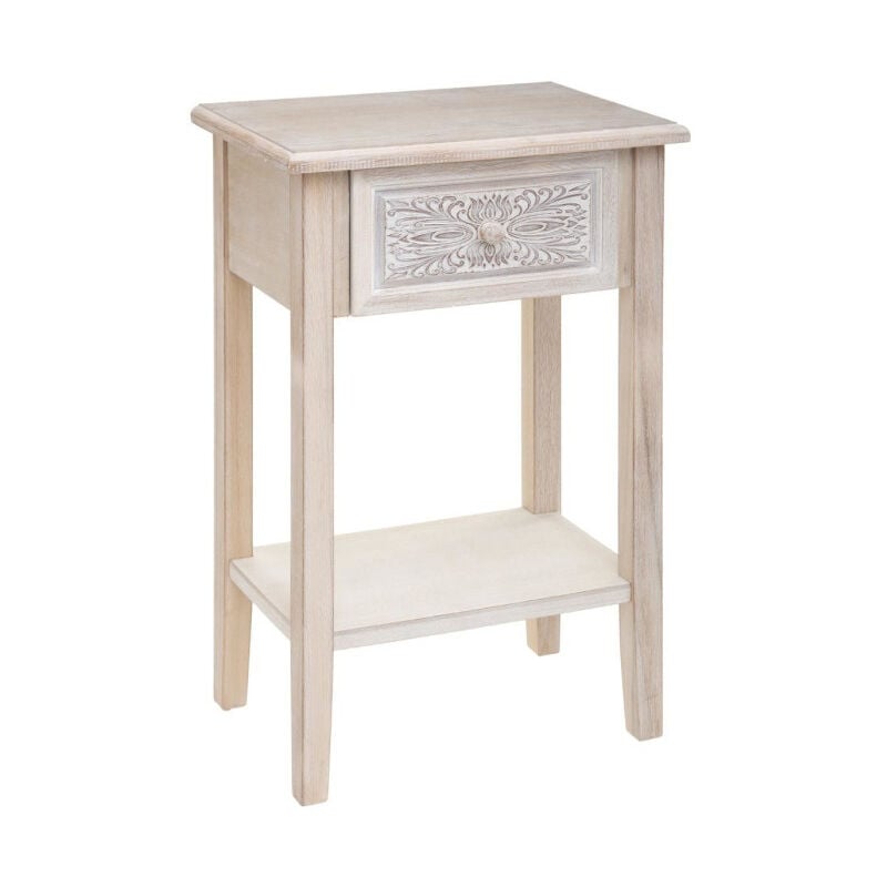 Atmosphera - Table de Chevet Design 1 Tiroir 'Hina' 67cm Blanc