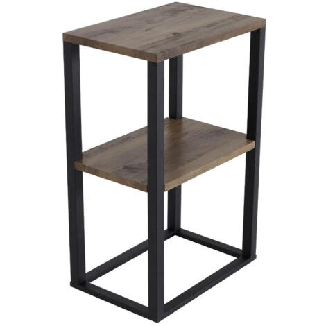 Table de Chevet Double "Rise" 70cm Naturel & Noir