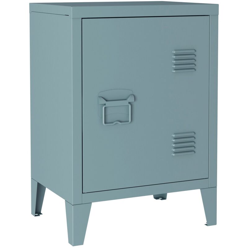 Helloshop26 - Table de chevet en acier laminé 57 x 40 x 30 cm gris-bleu