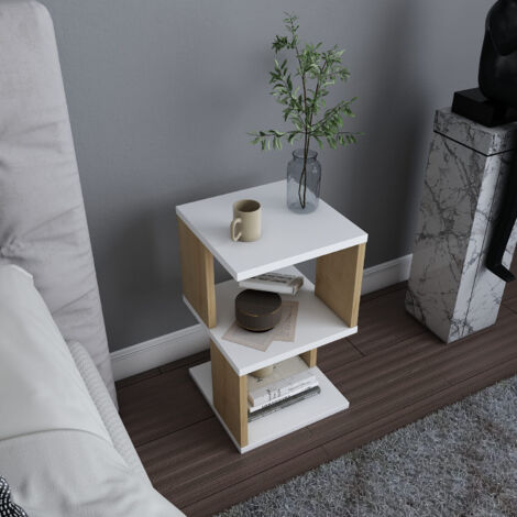 Table de chevet en bois "Carter" - 30 x 30 x 49 cm - Blanc