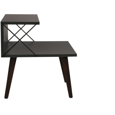 Table de chevet en bois "Cross" 50 x 40 x 55 cm - Anthracite
