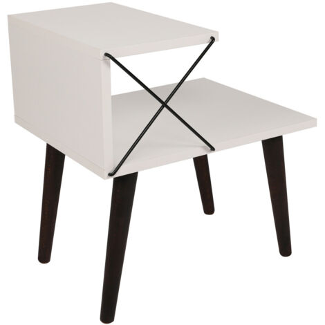 Table de chevet en bois "Cross" 50 x 40 x 55 cm - Blanc