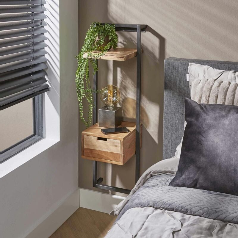 Pier Import - Table de chevet en bois d'acacia structure colonne melbourne