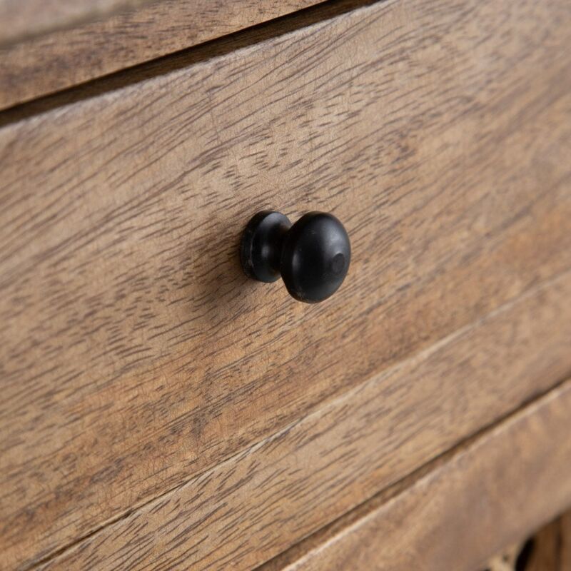 Lolahome - Table de chevet en bois de manguier grille naturelle 48x40x76 cm
