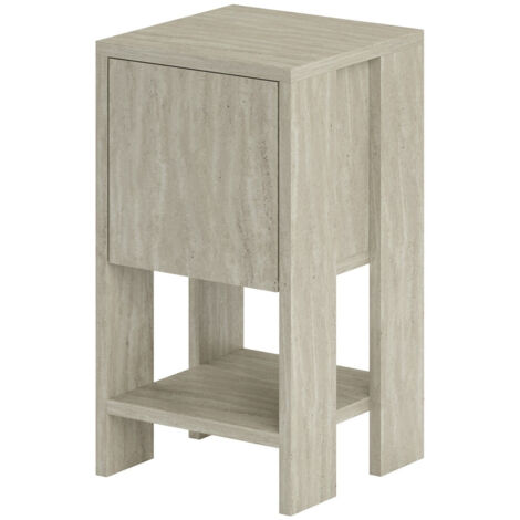 Table de chevet en bois "Ema" - 30 x 30 x 55 cm - Travertin