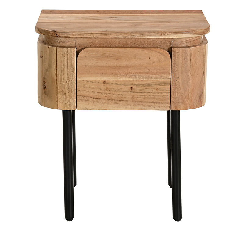Miliboo - Table de chevet en bois massif et métal noir avec tiroir L45 cm napoli Miliboo - Table de chevet en bois massif et métal noir avec tiroir L45 cm napoli