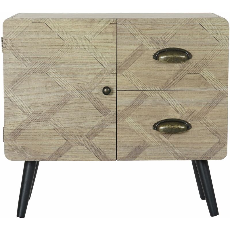 Pegane - Table de chevet en bois mdf avec 2 tiroirs et 1 porte - Largeur 60 x Hauteur 56 x Profondeur 30cm