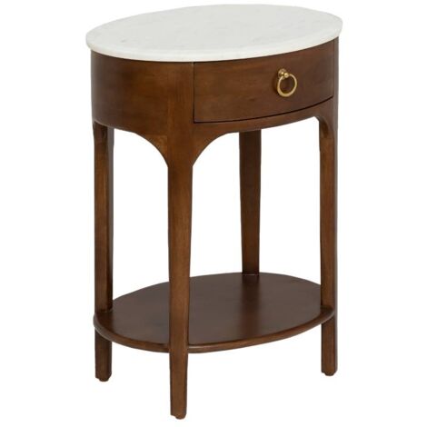 Table de chevet en manguier et marbre Enoa