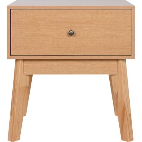 Table de chevet en mdf naturel style scandinave épuré - Bois naturel clair