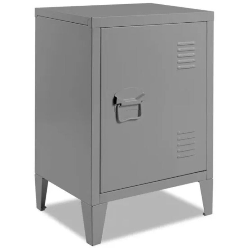 Table De Chevet En Metal Gris Fonce Estel 13072