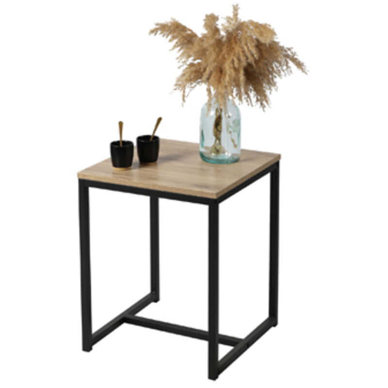 Fornord - Table d'appoint carrée 40x40x50 cm décor naturel et noir - onyx Fornord - Table d'appoint carrée 40x40x50 cm décor naturel et noir - onyx