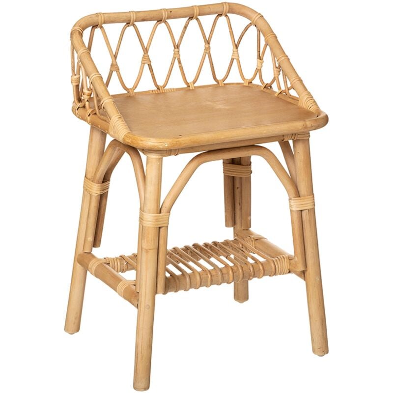 Table de chevet en rotin - l. 37 x p. 30 x h. 56 cm - Beige - Livraison gratuite