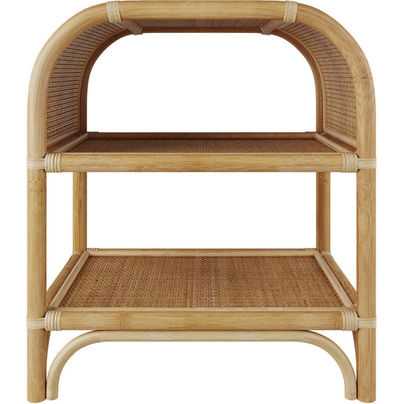 Table de chevet avec étagères en rotin - gaspy