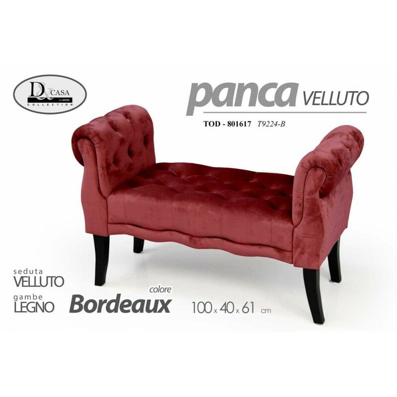 Webmarketpoint - Table de chevet en velours bordeaux cm100 x 40 x 61 h
