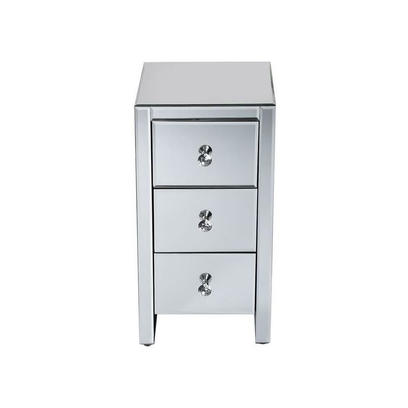 Dolaso - Table de chevet en verre miroir avec trois tiroirs Taille s