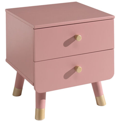 Table de Chevet Enfant 2 Tiroirs "Billy" 43cm Rose