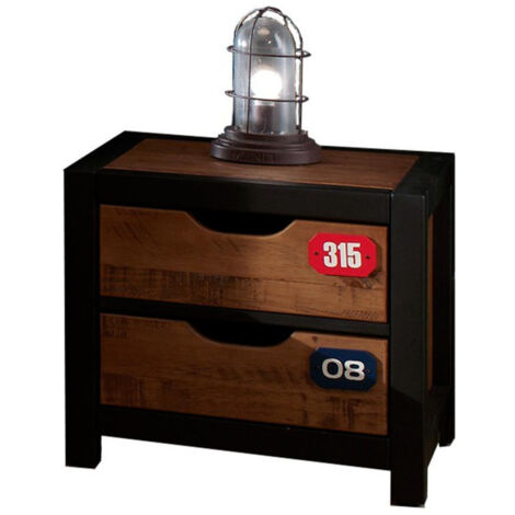 Table de Chevet Enfant "Alex" 50cm Marron & Noir