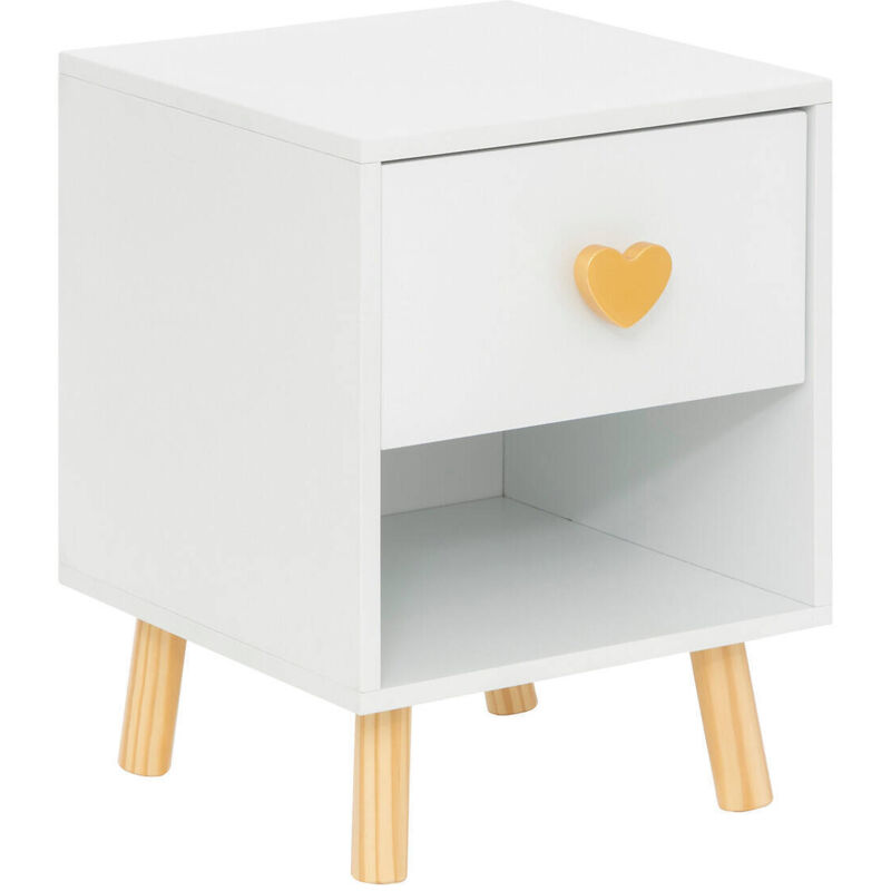 Table de chevet enfant Amour blanc H40cm - Atmosphera créateur d'intérieur