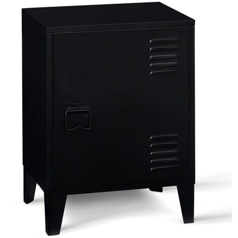 Table de chevet ESTER 1 porte en métal noir design industriel - Noir
