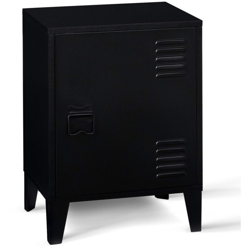 Idmarket - Table de chevet ester 1 porte métal noir design industriel