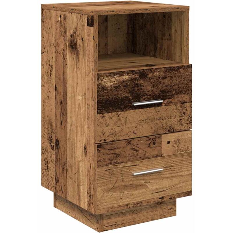 Vidaxl - Table de chevet avec 2 tiroirs vieux bois 36x36x68 cm