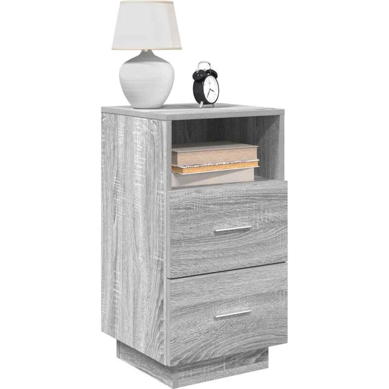 Table de chevet avec 2 tiroirs sonoma gris 36x36x68 cm Vidaxl