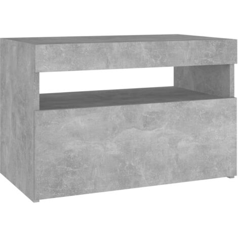Table de chevet et lumières LED Gris béton 60x35x40