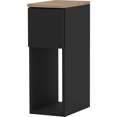 TABLE DE CHEVET ÉTROITE NOIRE TABLE DE CHEVET 20 CM AVEC 1 TIROIR POUR CHAMBRE LOFT