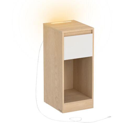 Table de nuit suspendue avec 2 tiroirs commode blanc brillant table