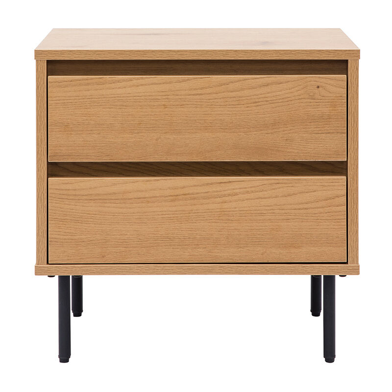 Table de chevet avec rangements 2 tiroirs finition bois clair chêne L50 cm aragon