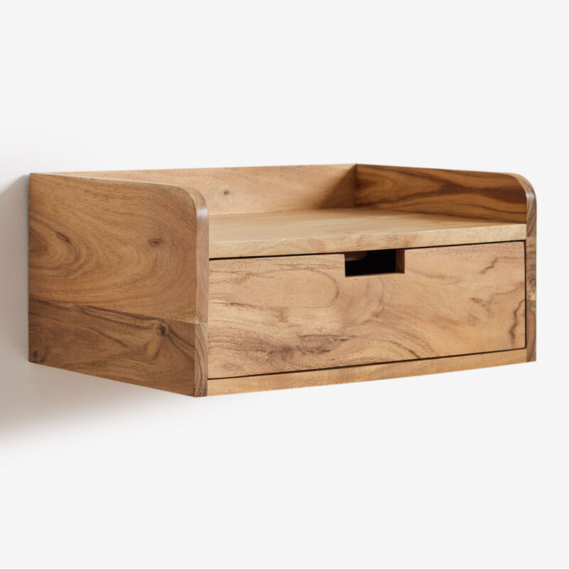 Sklum - Table de chevet flottante 45x30 cm en bois d'acacia de Narbona