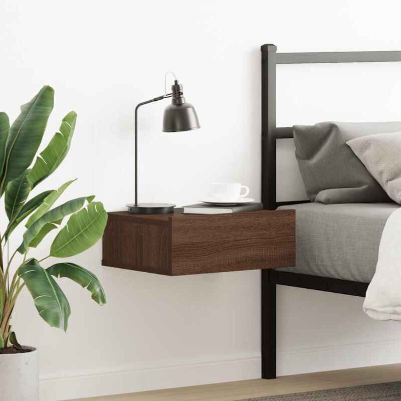 Table de chevet flottante Chêne marron 40x30x15 cm