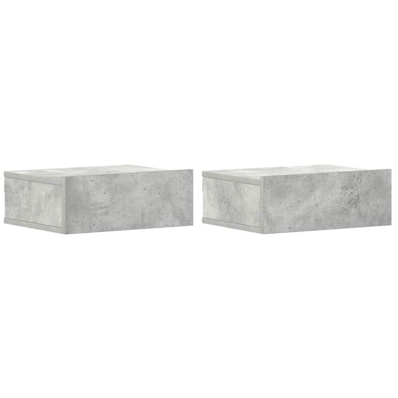 Tables de chevet flottantes 2 pcs Gris béton Bois d'ingénierie Vidaxl