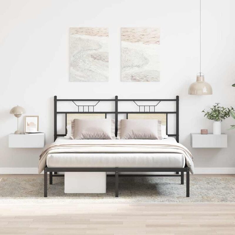 Tables de chevet flottantes 2pcs Blanc brillant Bois ingénierie Vidaxl