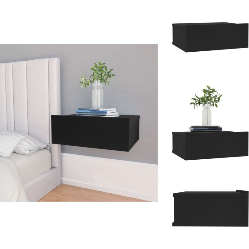 Table de chevet flottante noir 40x30x15 cm Bois d'ingénierie - Table De Chevet - Meuble De Chambre - Table De Nuit - Table Murale - Rangement