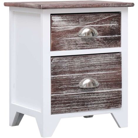 Table de chevet flottante-Table de nuit Marron et blanc 38x28x45 cm Bois de Paulownia 155237