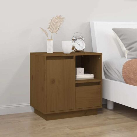 Table de chevet flottante-Table de nuit Marron miel 50x34x50 cm Bois de pin massif 847365