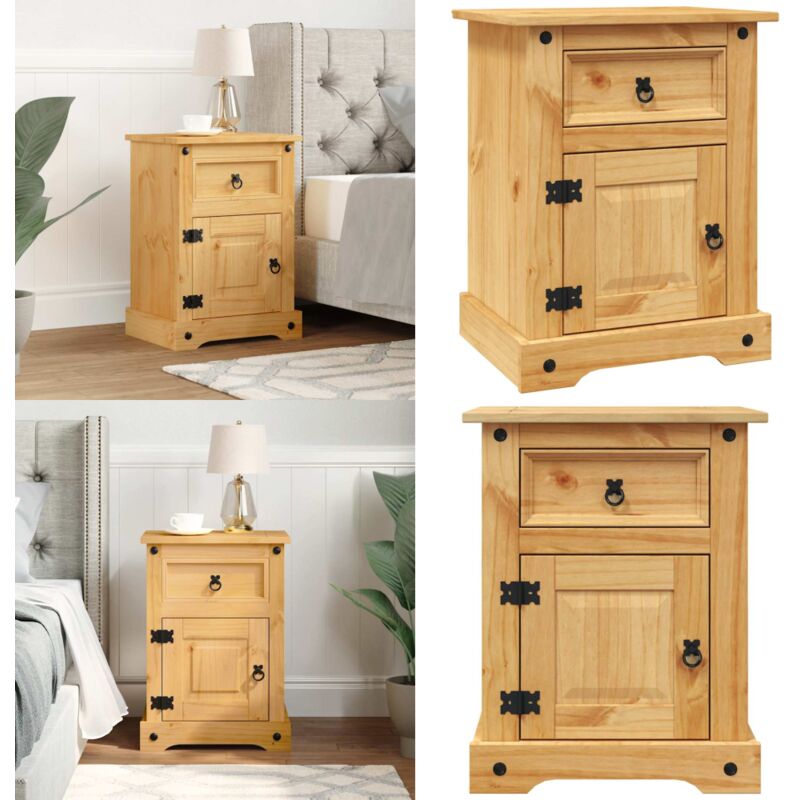 Table de chevet Gamme Corona pin mexicain 53x39x66 cm - Table De Chevet - Meuble De Chambre - Table D'appoint - Style Corona - Design Mexicain - Home