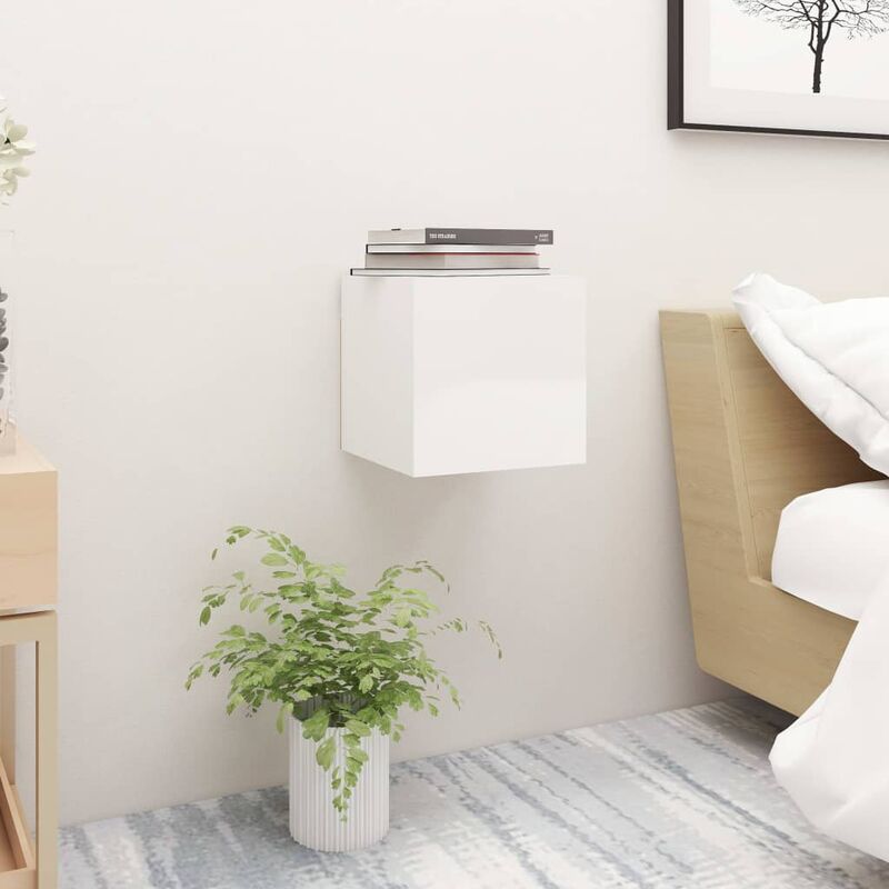 Table de chevet de design moderne et unique avec porte disponible en différentes couleurs Couleur : Blanc brillant