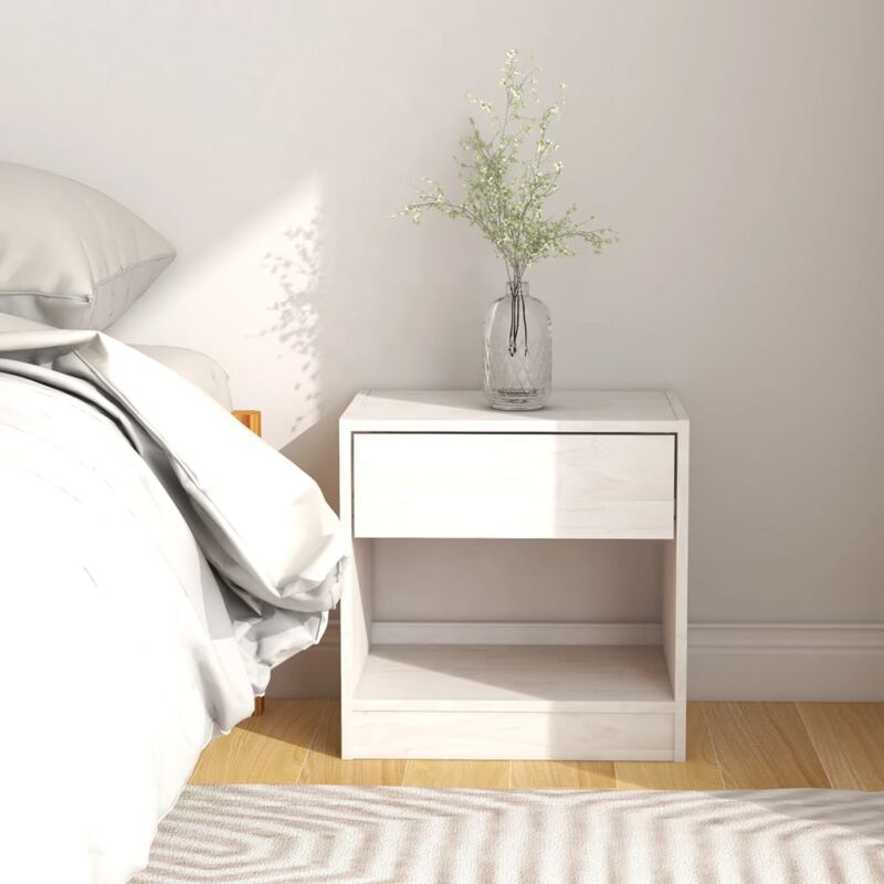Table de chevet Blanc 40x31x40 cm Bois de pin massif Vidaxl