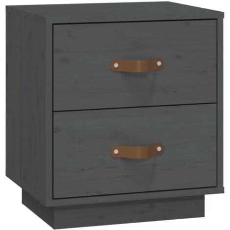 Table de chevet Gris 40x34x45 cm Bois de pin massif vidaXL