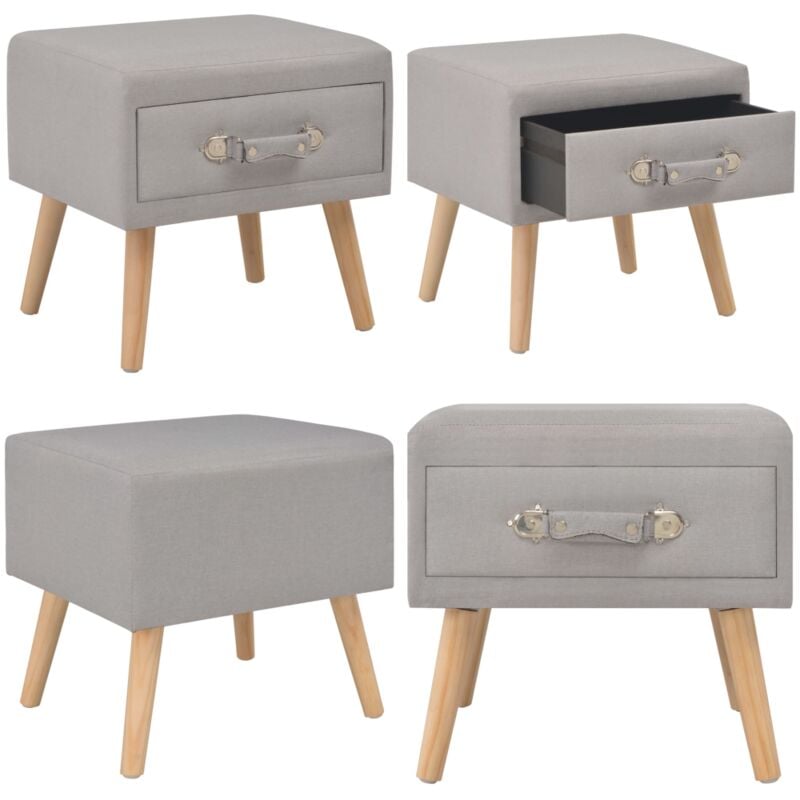 Table de chevet Gris 40x35x40 cm Tissu - Table De Chevet - Table Nuit - Meubles Chambre - Mobilier Moderne - Rangement Chambre - Home & Living