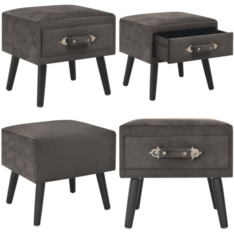 Table de chevet Gris 40x35x40 cm Velours - Table De Chevet - Table Nuit - Meubles Chambre - Mobilier Moderne - Meuble Rangement - Home & Living