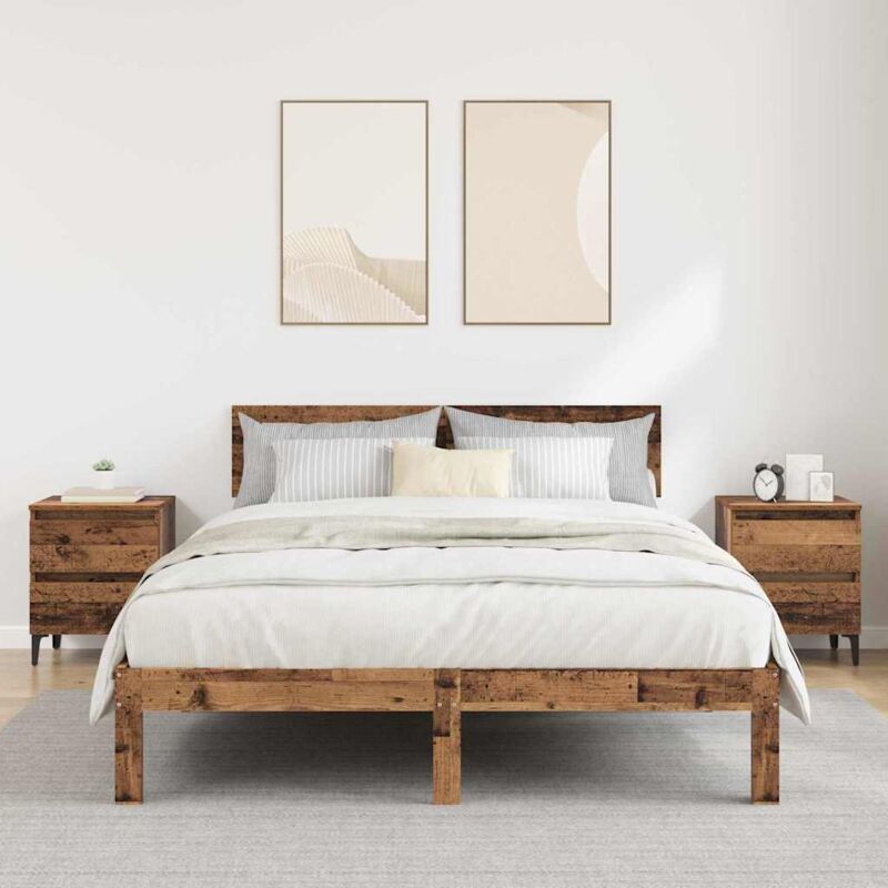 Cabinet de chevet avec tiroir 2 pcs Bois ancien 40 x 35 x 50 cm Vidaxl