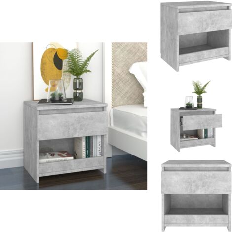 Table de chevet Gris béton 40x30x39 cm Aggloméré - Table De Chevet - Meuble De Chambre - Table Nuit - Rangement - Commode